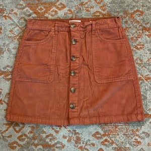 Rust corduroy mini skirt, size 8